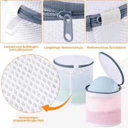 Thijox - 3 Stuks BH Waszak voor Wasmachine, 18 x 20 cm, Herbruikbare Waszakken met Verborgen Ritssluiting, Grijs, Ideaal voor Ondergoed en Sokken — thumbnail 3