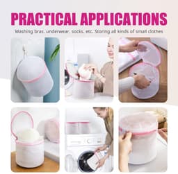 Dailygoods - Set van 3 herbruikbare wasnetten voor wasmachine, met ritssluiting voor wasmachine, ideaal voor beha's, ondergoed en sokken (rood) — thumbnail 5