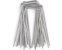 SnelShoppen - 20 Stuks Grondankers 2.5 mm x 100 mm U-vormige Sterke Tuin Pegs van Gegalvaniseerd Staal voor Grond, Tuin, Kunstgras en Onkruiddoek