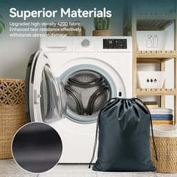 SnelShoppen - 2 Pack Grote Waszakken 36 x 24 Inch | Waterdichte Vouwbare Waszak met Trekkoord voor Camping, Reizen en Slaapzaal - Zwart en Grijs | 120 — thumbnail 3