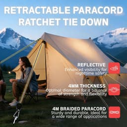 SnelShoppen - 6 Pcs Ratchet Tent Tension Ropes 4m met Kabelspanner - 1/8 Inch Winddichte Touw met Haken - Perfect voor Camping en Outdoor Activiteiten — thumbnail 3