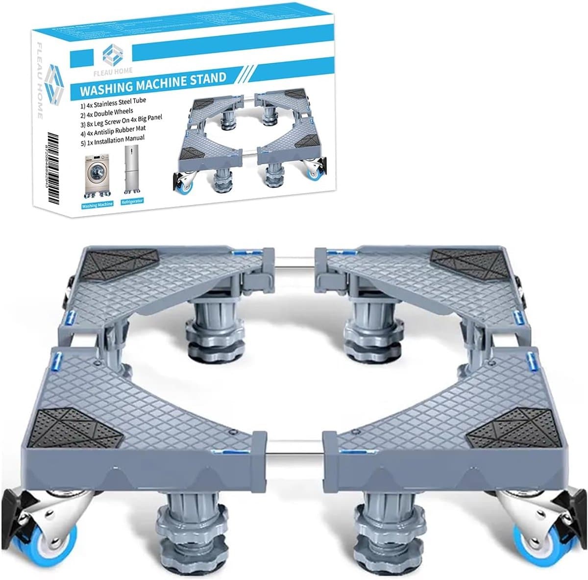 Wasmachine Verhoger - Apparaat Onderstel - Apparaten Verplaatsen - Extra Stabiliteit - 500 kg Capaciteit - Grijs — afbeelding 1
