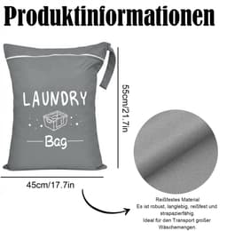 Dailygoods - 2 stuks reiswaszak groot 55 x 45 cm, waterdichte waszak met ritssluiting en handvat, wasbare waszak, groot voor reizen, fitnessstudio, camping, grijs-roze — thumbnail 2