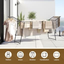 Dailygoods- Droogrek uittrekbaar - Inklapbaar - 25 m drooglengte - Stabiel wasrek van koolstofstaal - Ruimtebesparend - Belastbaar tot 30 kg — thumbnail 2