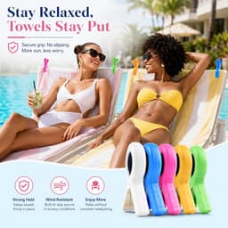 SnelShoppen - 10 Handdoekklemmen voor Strandstoelen - Kleurige Wasknijpers - Winddicht en Antislip - Roestvrij Staal voor Sterke Grip - Ideaal voor St — thumbnail 5