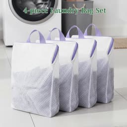 Wasnetjes met ritssluiting - Wit - 30 x 40 cm - Duurzaam micro-mesh met handvat - Voor wasmachine en reizen — thumbnail 3