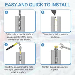 5 stuks expansieankers, 1/2 inch x 5 inch roestvrijstalen ankerbouten voor beton, robuuste standaard bevestiging voor muurbevestiging van cement (inclusief sluitringen, zilverkleurig) — thumbnail 5