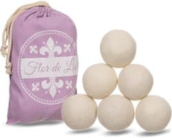 SnelShoppen - Flor De Lis Drogerballen van Natuurlijke Wol, Wasverzachter voor Wasgoed, Vermindert Haren en Statische Elektriciteit, Ideaal voor Dagel