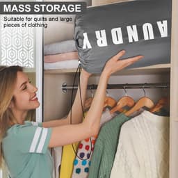 Extra Grote Waszak 61x91cm - Vouwbare Opbergzak voor Vuile Kleding met Trekkoord, Duurzaam en Handig voor Reizen, Badkamer en Slaapkamer — thumbnail 5