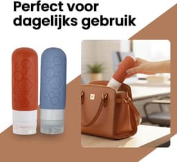 Reisflesjes (Set van 8) 90 ml - Lekvrije reisflesjes | Aardebruin en hemelsblauw, Navulbare knijpflesjes,TSA-goedgekeurd voor handbagage, gemakkelijk te vullen en schoon te maken — thumbnail 4