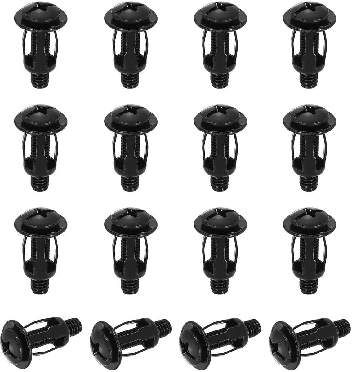 Ankerschroeven voor holle wanden, staal, 16 stuks, M6 x 28 mm, gipsplaatschroeven, Molly anker voor holle wanden voor gipsplaat, baksteen, zwart — afbeelding 1
