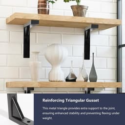 Zwarte Planksteunen 15,5cm - RVS L-vormige Beugels - Triangulaire Versteviging - Sterke Ondersteuning - SnelShoppen — thumbnail 5
