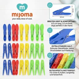 - Wasknijpers - Kunststof knijpers - Antislip grip - Kleurrijke kleuren - Set van 32 - Geschikt voor binnen en buiten - Robuuste klemmen — thumbnail 5