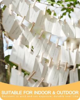 100 stuks - Kleine houten mini knijpers - 3 cm - Met 10 m jute twine - Fotoknijpers - Fotoclips om op te hangen - Clips - Clips om kerstkaarten op te hangen - Geschikt voor knutselwerk, ansichtkaarten, decoraties en fotopresentaties — thumbnail 4