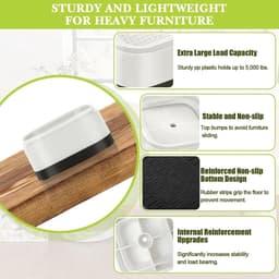Meubelverhoging set van 8 stuks - Stapelbare bed- en tafelverhoging - Antislip tafelbeenverlengers - Geschikt voor bank, bed en wasmachine — thumbnail 2