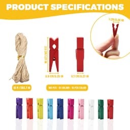 IMPERATORIS® Wasknijpers Kunststof - Waslijnklemmen - Extra Sterk - Soft Grip - Laat Geen Afdruk Achter - Weerbestendig - Set van 100- Veelkleurig - 10 meter — thumbnail 2