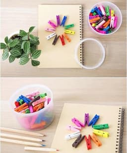 Mini houten wasknijpers 100 stuks - Veelkleurige clipjes voor kleding en foto's — thumbnail 2