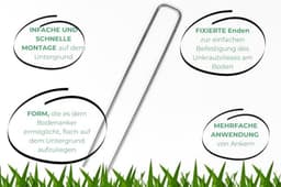 100x Grondankers van Staal - 250mm lang, 35mm breed, Ø 4mm - Grondankers voor Tuinmat, Onkruidmat, Omheining en Kamperen - Stalen Grondspijkers — thumbnail 5