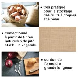 Jute Opbergzakken Set van 3 met Trekkoord - 36 x 30 cm - Ideaal voor Aardappelen, Oogst en Noten — thumbnail 3