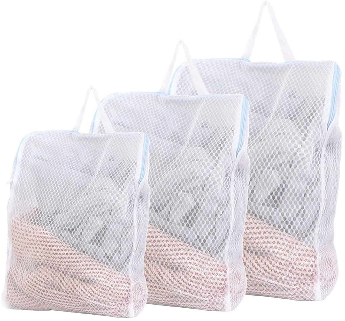 IMPERATORIS® Waszakjes voor Wasmachine - Bescherming voor Fijne Was en Schoenen - Mesh Wasnet met Rits - Voorkomt Slijtage - Set van 3 - Bluaw - 50 x 60 cm, 50 x 40 cm and 30 x 40 cm — afbeelding 1