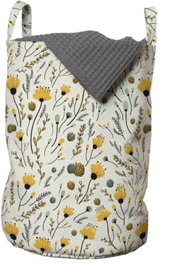 ABAKUHAUS Waszak voor kleuterschool, Gele lentebloemen, Wasmand met handvatten, Trekkoordsluiting voor wasserettes, 33 cm breed x 49 cm hoog, Geel zeegroen en zwart — thumbnail 1