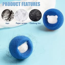 Dierenhaarverwijderaar voor wasmachine - 8 stuks - herbruikbare pluisballen - kattenhaar en hondenhaar verwijderen - kleding en dekens schoonmaken — thumbnail 2