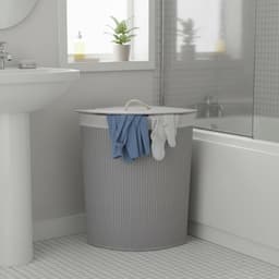 Wasmand opvouwbaar - 80 liter - met waszak - hoekmodel - grijs — thumbnail 4