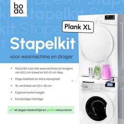 Tussenstuk Wasmachine & Droger met Uitschuifbare Plank XL – Wit - Bodo — thumbnail 4