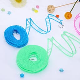 Allecta - Draagbare waslijn voor binnenkleding drogen - 2 stuks - 4 meter nylon touw - winddicht - reizen, kamperen, wasgoed - wit. — thumbnail 2