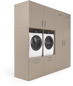 Wasophoogte® Wasmachine Kast Munich - Wasmachine verhoger - Wasmachine ombouw - 700(D)*2530(B)*2350(H) mm - Taupe — thumbnail 2