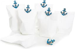 Set van 6 Witte Papieren Zakken met Maritieme Anker Clips — thumbnail 1