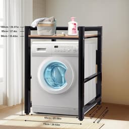 Stapelrek voor Wasmachine en Droger | 3 Hoogtes Verstelbaar | 300 kg Draagvermogen | Zwart — thumbnail 5