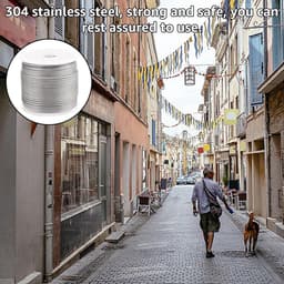Roestvrij staal 304 spankabel met ogen - 50 m - 2 mm - PVC - spanslot - ophanging - waslijn - gordijntouw - klimplanten — thumbnail 3