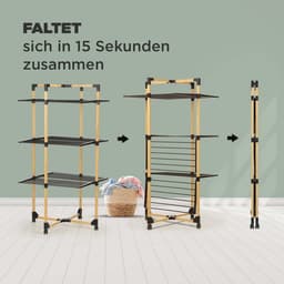 Opvouwbaar wasrek met meerdere niveaus - staand droogrek 69 x 136 x 69 cm - tot 20 kg wasgoed - ideaal voor kleine woningen wasrek — thumbnail 3