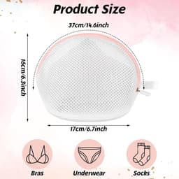 2 stuks BH wasnet - Netwasnet met ritssluiting voor wasmachine - Herbruikbare waszakken voor kleding, ondergoed en beha's - Roze — thumbnail 2