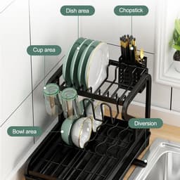 Betaalbare Goederen® Droogrek keuken - 2 verdiepingen - droogrek hangend - afdruipplank - droogrek - afdruiprek - afwasrek — thumbnail 3