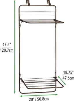 Ruimtebesparend metalen droogrek om aan de deur te hangen met 2 niveaus - praktische wasdroger voor badkamer of wasruimte - brons - wasrek — thumbnail 5