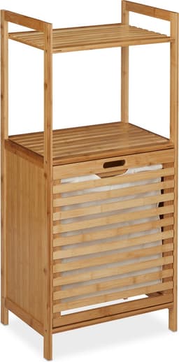Praktisch badkamerrek met wasmand - 2in1 - bamboe - 100 x 45.5 x 33.5 cm — thumbnail 3