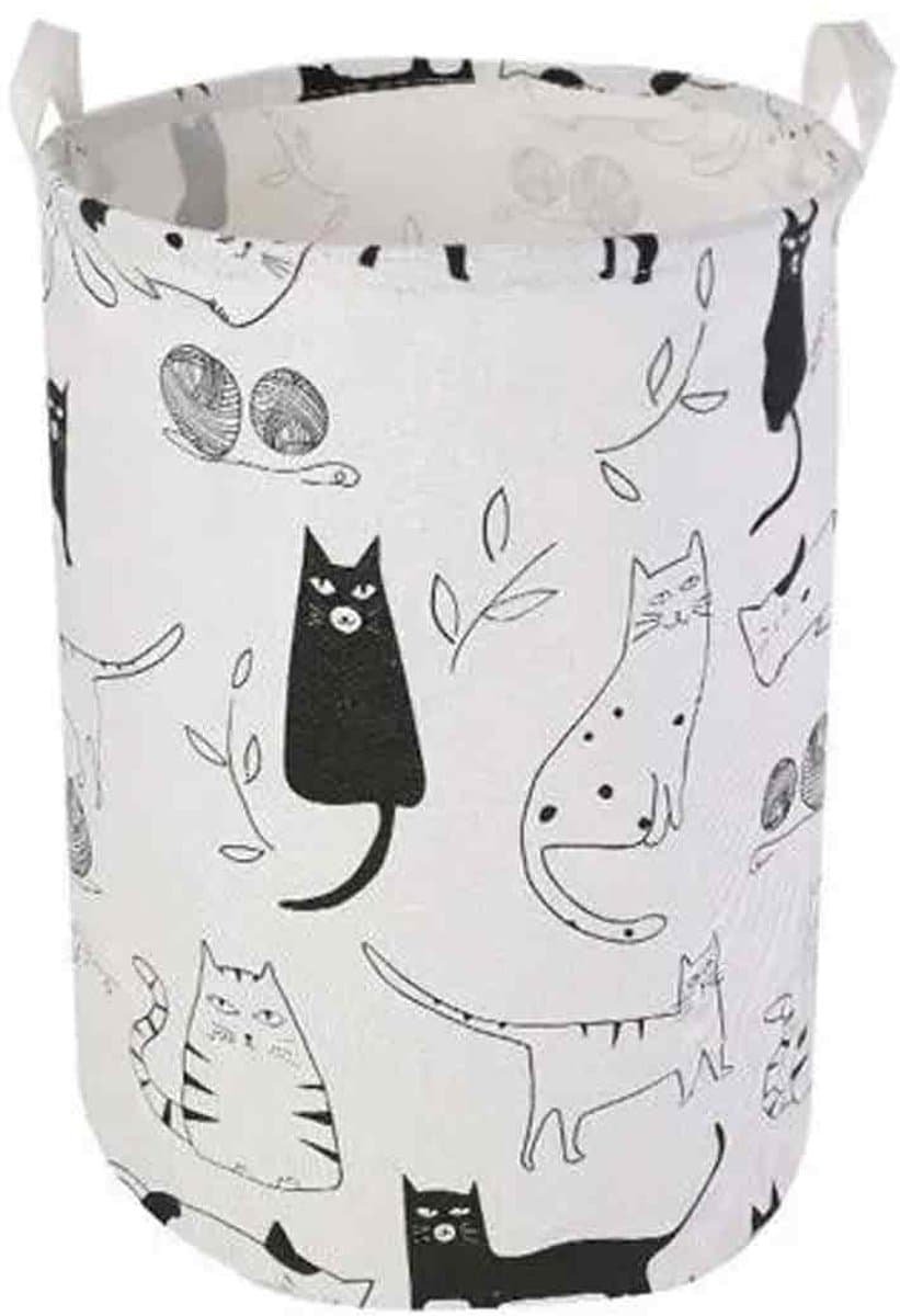Cuhostki - 1 - Opvouwbare Wasmand - Katoenen Opbergmand - Zwart Wit - Moderne Stijl - Ruimtebesparend — afbeelding 1
