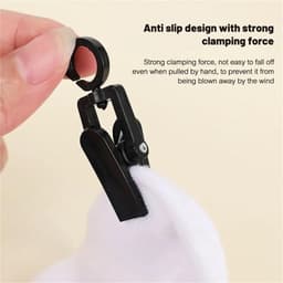 Wasknijpers Hanger Clips - Plastic Pins - Kleding Ophangen - 360 Graden Draaibaar - 10 Stuks - Zwart — thumbnail 5