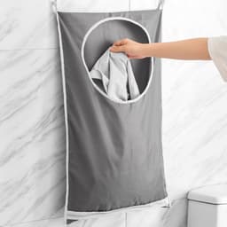 Hanging Laundry Basket voor Makkelijk Ophangen, Ruimtebesparende Waszak en Organizer voor Slaapkamer en Badkamer (Donkergrijs) — thumbnail 2