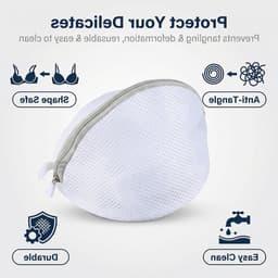 Wasnetten voor beha en ondergoed - 4 halfronde zakken 19 x 17 cm, beschermt delicate kleding in de wasmachine, ideaal voor lingerie en fijne stoffen — thumbnail 4