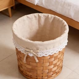 Stoffen Mand Voering - Wasmand Inzetstuk - Opbergen en Decoreren - Verbeterde Luchtcirculatie - 40x35x30cm - Beige — thumbnail 4
