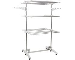 Droogrek Toren - Wasdroger Rek - Kleding Drogen - 6 Inklapbare Vleugels - 72x56x152 cm - Zilver