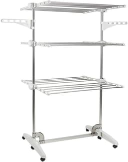 Droogrek Toren - Wasdroger Rek - Kleding Drogen - 6 Inklapbare Vleugels - 72x56x152 cm - Zilver — thumbnail 1