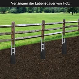 Paaldragers 6 stuks - Paalankers H-anker - Stevige Fundering - Robuust Gelakt IJzer - 600x60x111 mm - Zilver Grijs — thumbnail 4
