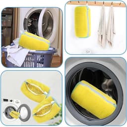 Duurzame Waszakken voor Schoenen - 2 Stuks, Geschikt voor Wasmachine, 360 Graden Reiniging, Ideaal voor Sportschoenen en Tennisschoenen, Geel — thumbnail 3