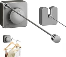 Intrekbare Waslijn - Drooglijn Binnen Buiten - Kleding Drogen - Voorkomt Doorzakken - 4.2 Meter - Grijs — thumbnail 1