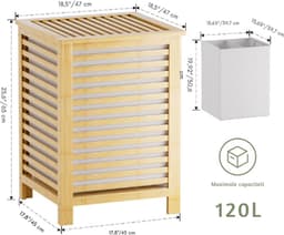 Wasverdeler - Wasmand Voor Badkamer, Slaapkamer En Wasruimte - Naturel — thumbnail 5