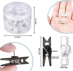 Push Pin Clips - Foto Clips Decoratief - Decoratief Bevestigen - Twee-in-één Ontwerp - 32 Stuks - Helder en Zwart — thumbnail 5